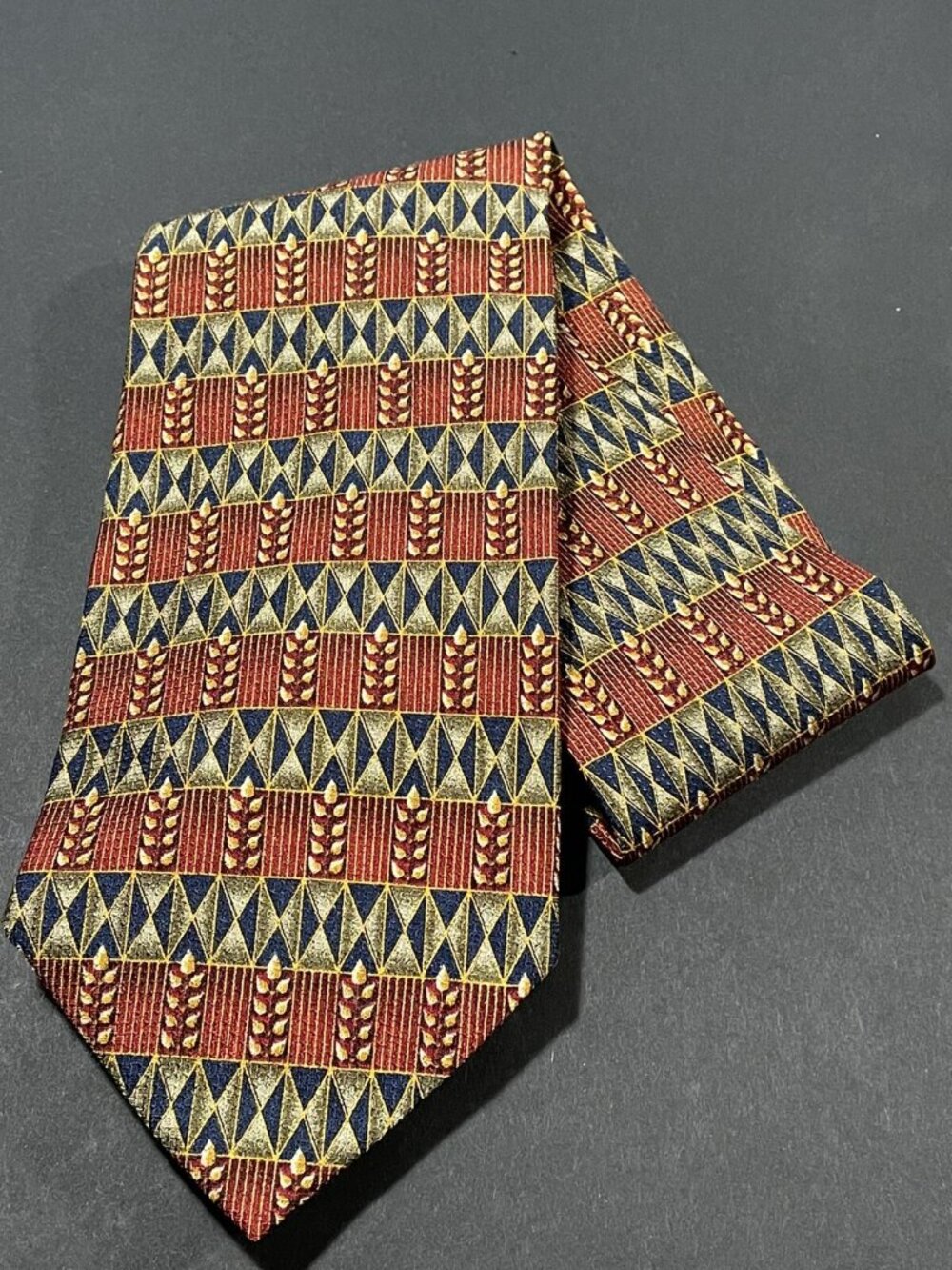 JZ Richards Tie Orange Olive 100% Silk Handmade USA 3.75" x 60"